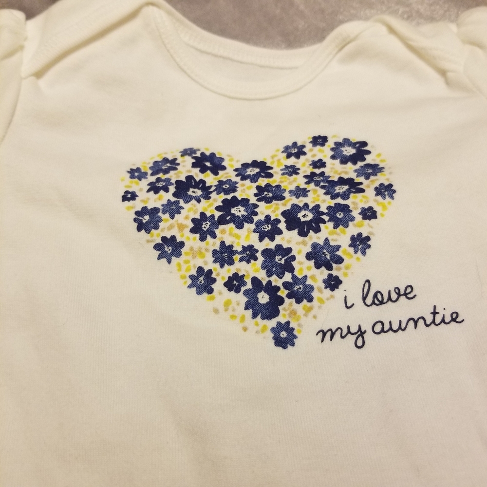 Carters Toddler Girls I Love Auntie Floral Heart Romper One Piece NWT 18M